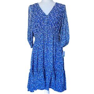 Just … Taylor | Blue Floral-Print A-Line Dress (NWT)